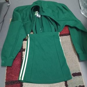 Adidas Ivy Park Hooded Cutout Dress Dark Green